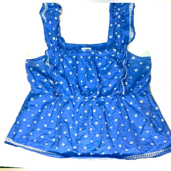 Old Navy / Embroidered-Print Sleeveless / Ruffle Babydoll Top XL - Picture 2 of 8